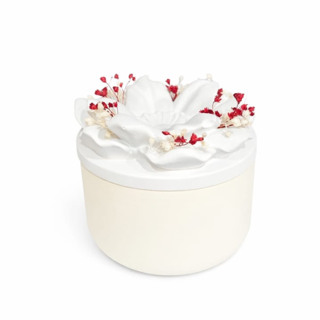 Boite Fleur parfumable #04 Blanche et jaune pastel