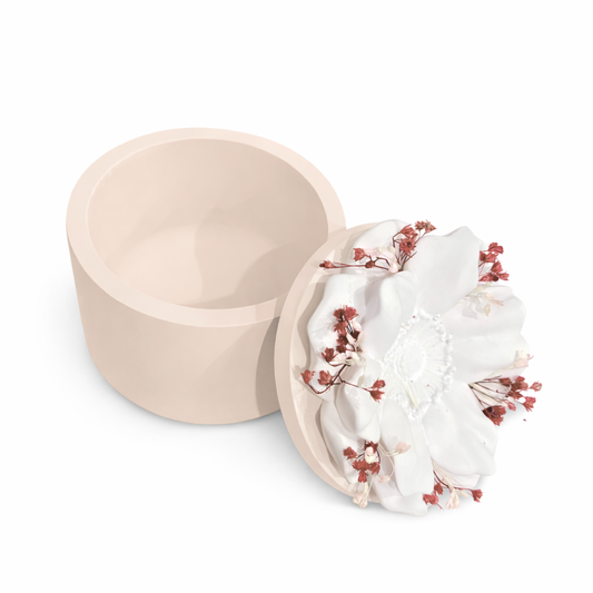 Boite Fleur parfumable #05 Blanche et Taupe pastel