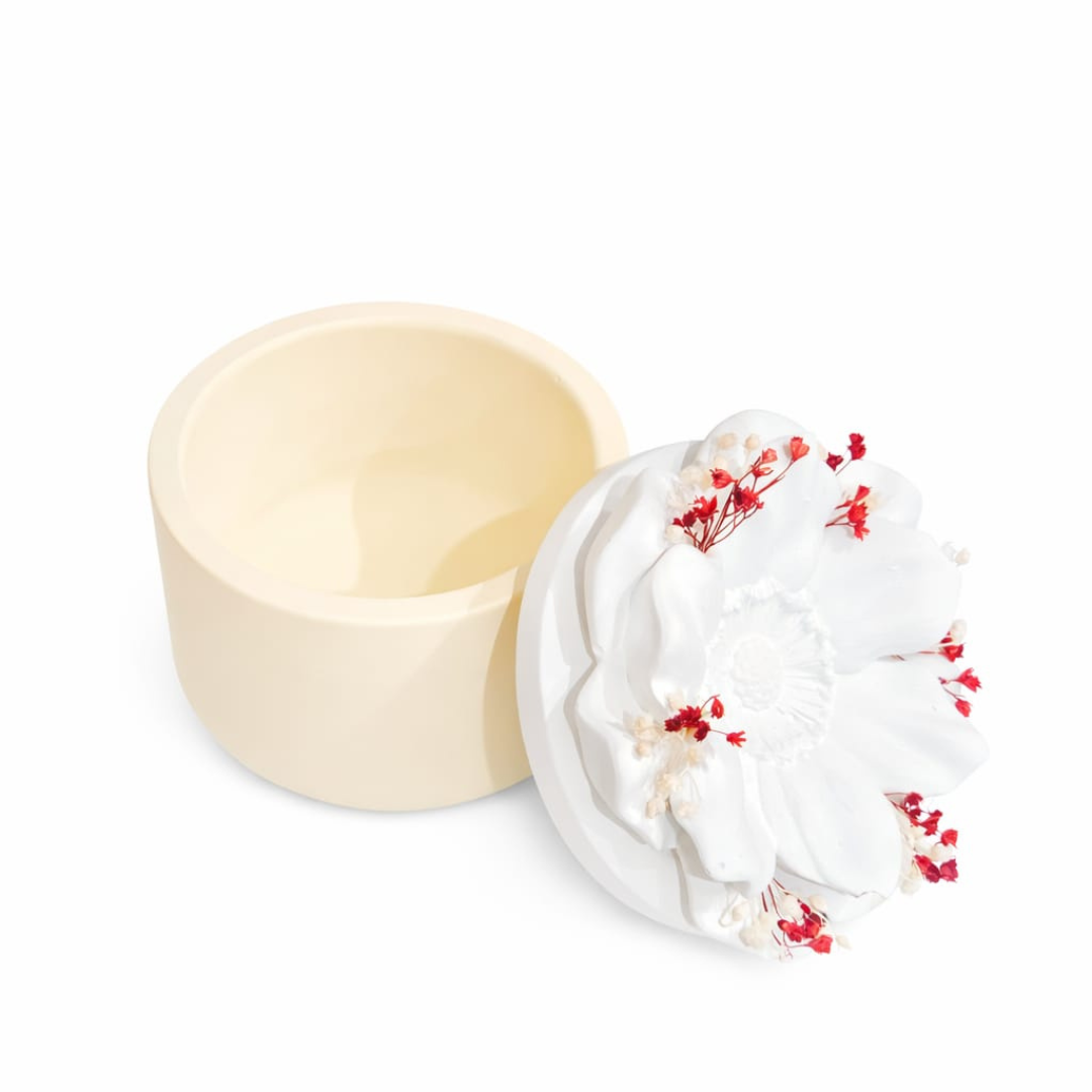 Boite Fleur parfumable #04 Blanche et jaune pastel