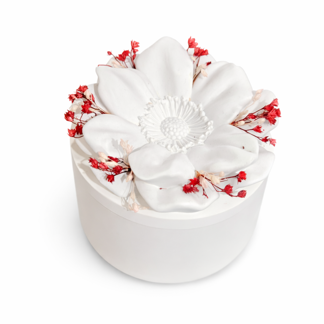 Boite Fleur parfumable #05 Blanche et Taupe pastel