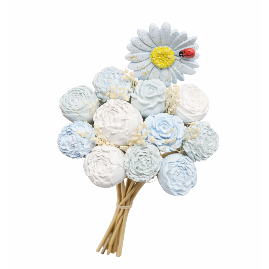 Bouquet diffuseur #03 Blanc, bleu, vert pastel
