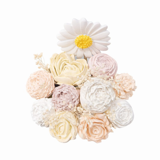 Bouquet diffuseur #01 Blanc, pêche, jaune, marron pastel