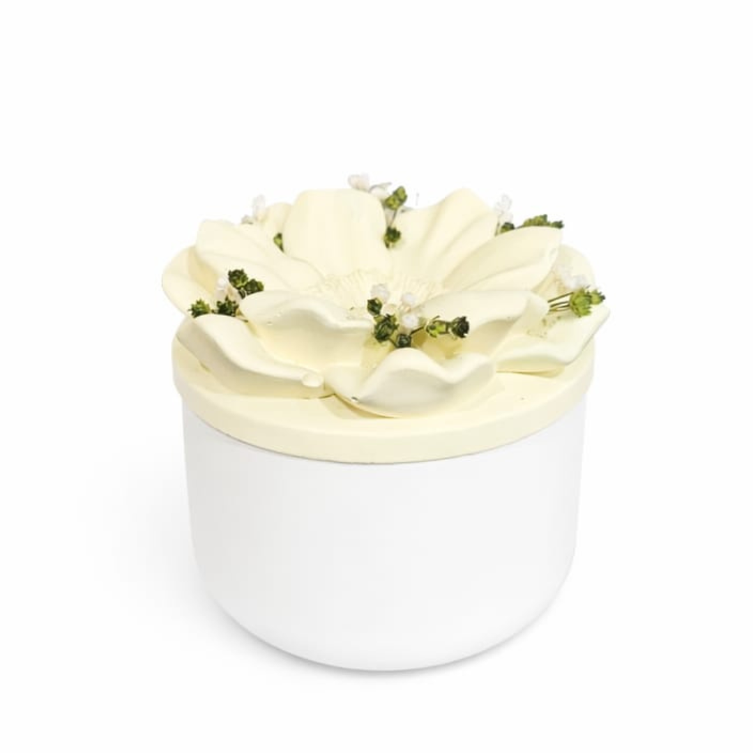 Boite Fleur parfumable #02 Jaune pastel