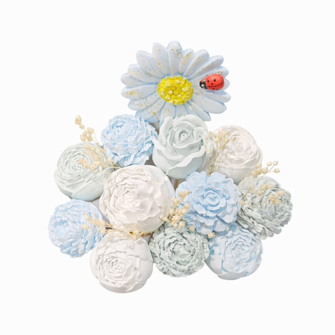 Bouquet diffuseur #03 Blanc, bleu, vert pastel